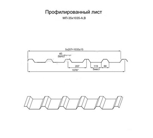 Профилированный лист МП35-1035 AGNETA-CopperCopper-0.5