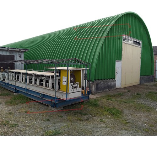 Профнастил H112ПГ-0.9, для бескаркасных ангаров, Полиэстер RAL 6002
