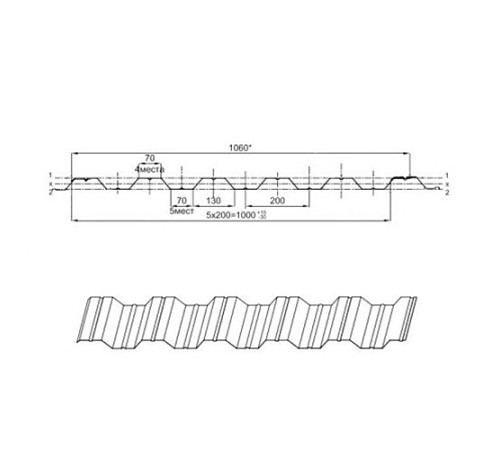Профнастил НС35ПГ-0.5, Ширина-1100, Полиэстер RAL6018